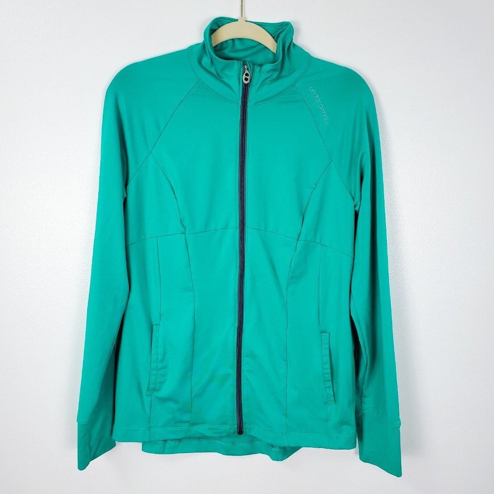 Under Armour Womens Jacket Large Semi Fitted All Season Teal Green Zip Up - Picture 1 of 10